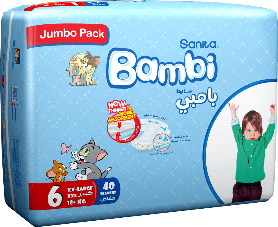 Bambi Baby Diapers Jumbo Size 6 40Pc