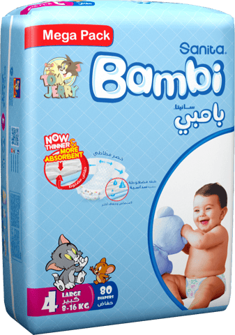 Bambi Baby Diapers Size 4 80Pc