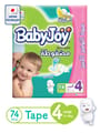 Babyjoy Compressed Diapers, Size 4 74Pc