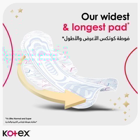 Kotex Ultra Thin Pads, Overnight Protection Sanitary Pads with Wings, 7 Sanitary Pads