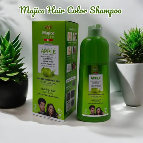 MAJICA GREEN APPLE HAIR COLOR SHAMPOO BLACK 420ML