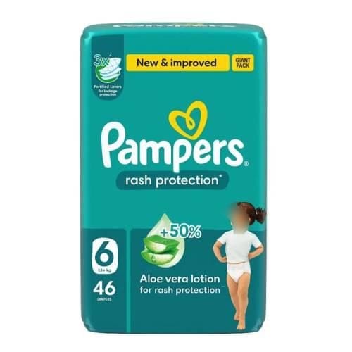 Pampers Rash Protection Taped Diapers, Size 6 (13+Kg) 46Pc
